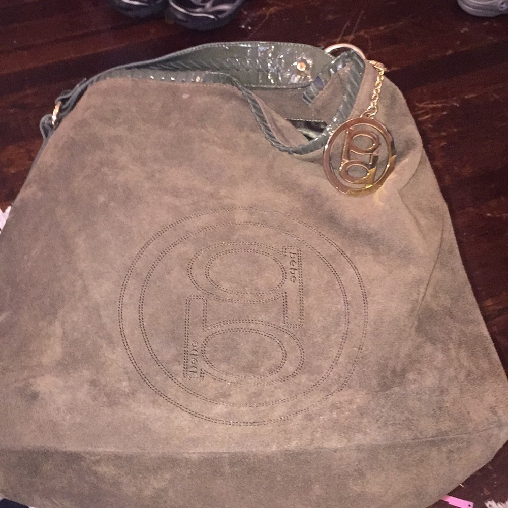 Bebe brown suede hobo handbag